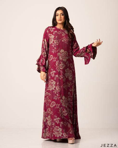 Elegant Printed Polyester A-Line Dress 61272